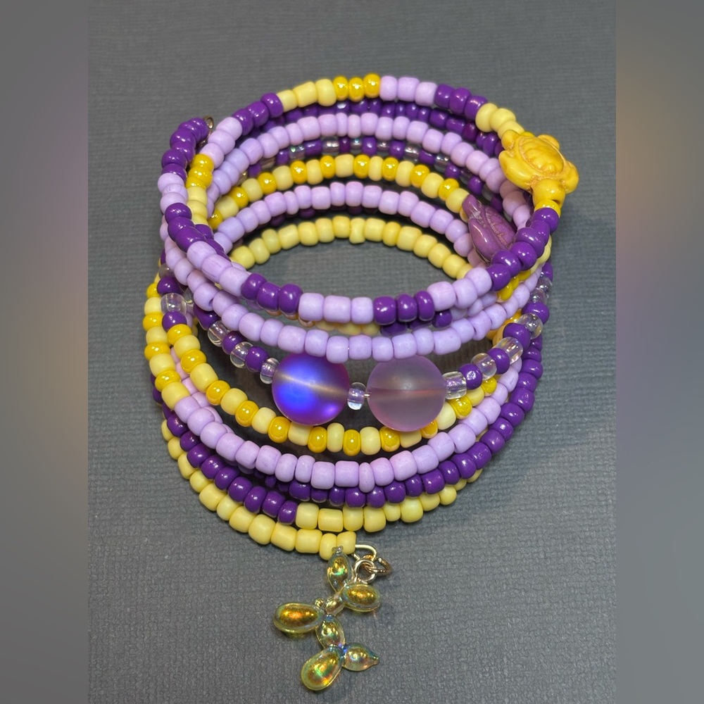 💜Purple and Yellow Memory Wire Bracelet💜